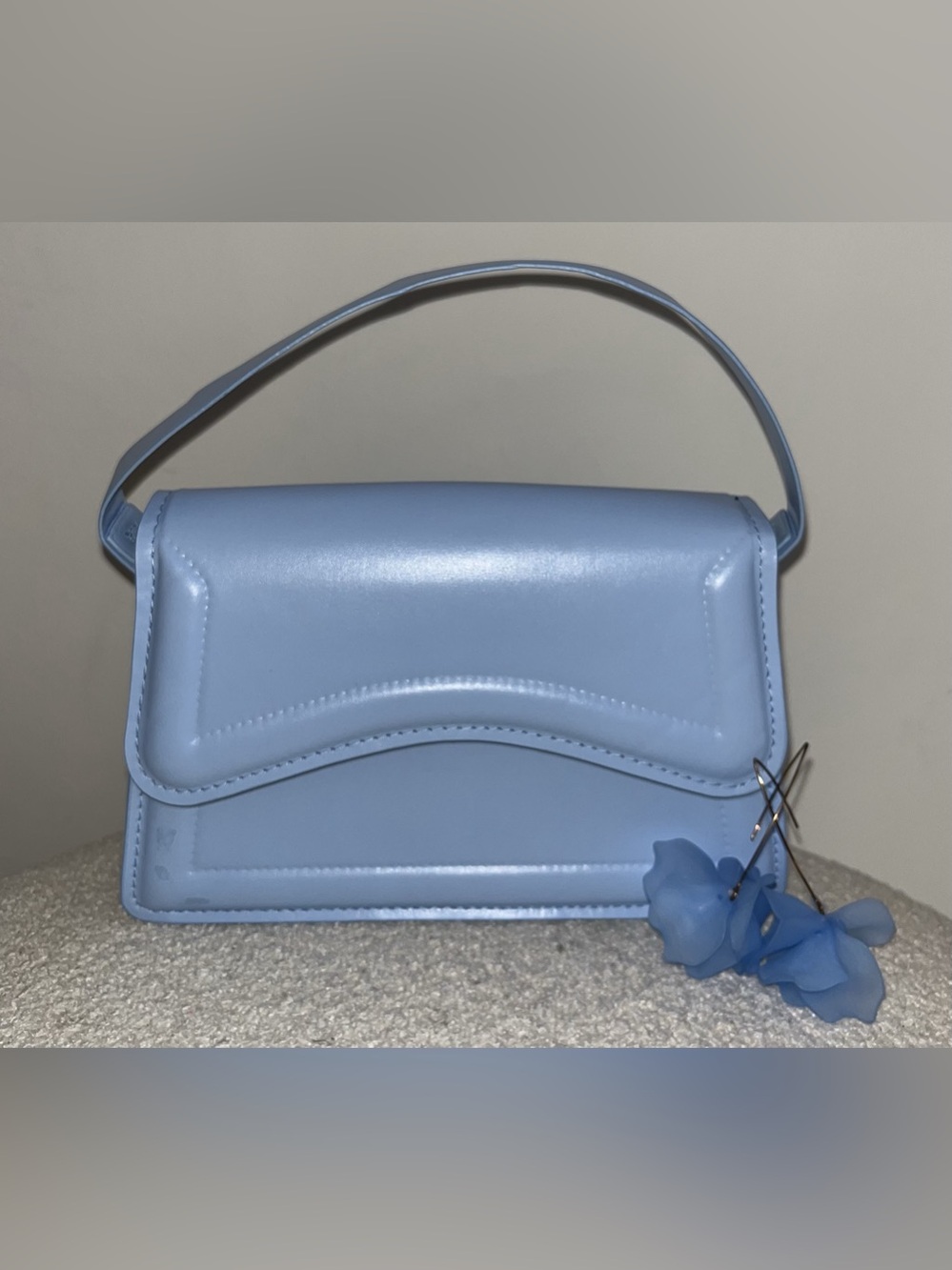 Blue Shoulder Bag / matching earrings